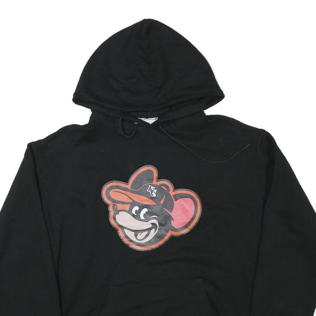 CHAMPION Mens Black Hoodie L Cartoon Graphic Print Pullover Sweatshirt