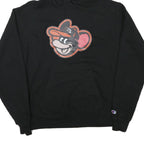 CHAMPION Mens Black Hoodie L Cartoon Graphic Print Pullover Sweatshirt