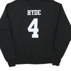 CHAMPION Mens Black Hoodie L Cartoon Graphic Print Pullover Sweatshirt