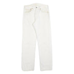 LEVI'S Mens Cotton Blend White Regular Straight Trousers W32 L31 Button Closure