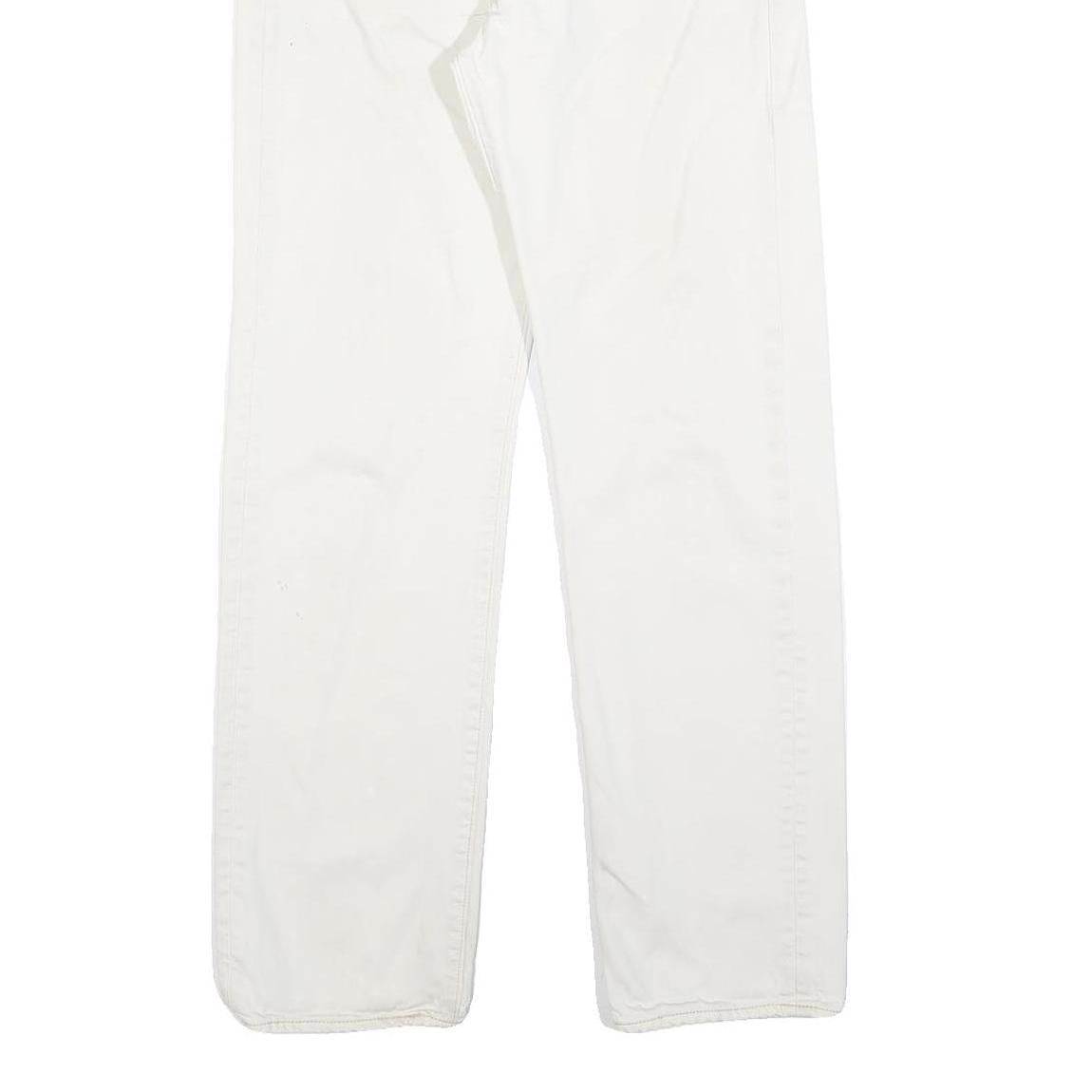 LEVI'S Mens Cotton Blend White Regular Straight Trousers W32 L31 Button Closure