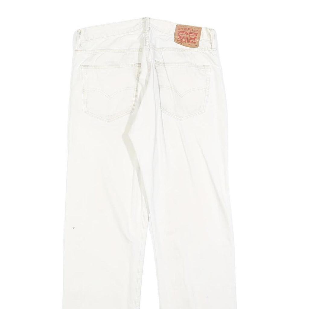 LEVI'S Mens Cotton Blend White Regular Straight Trousers W32 L31 Button Closure