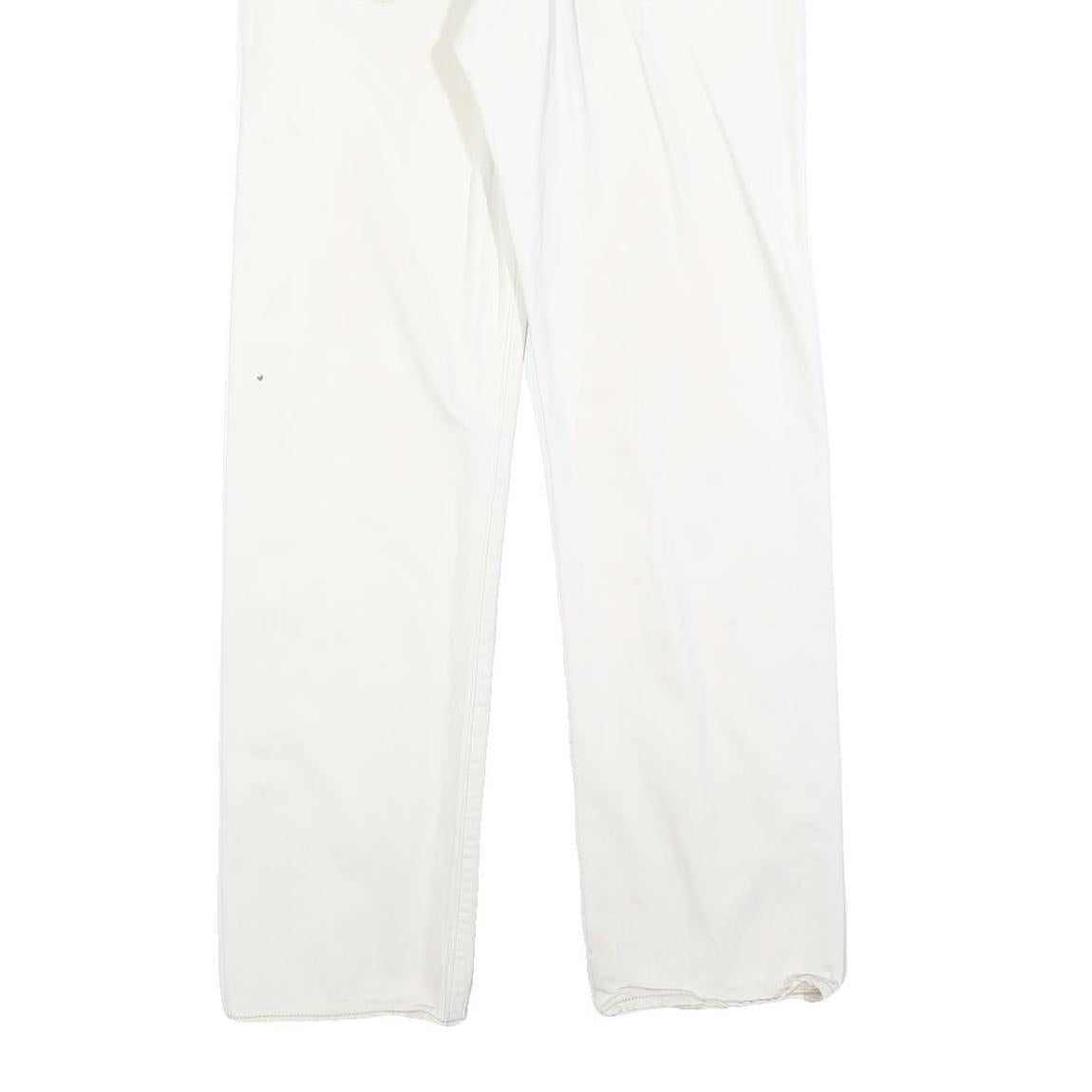 LEVI'S Mens Cotton Blend White Regular Straight Trousers W32 L31 Button Closure