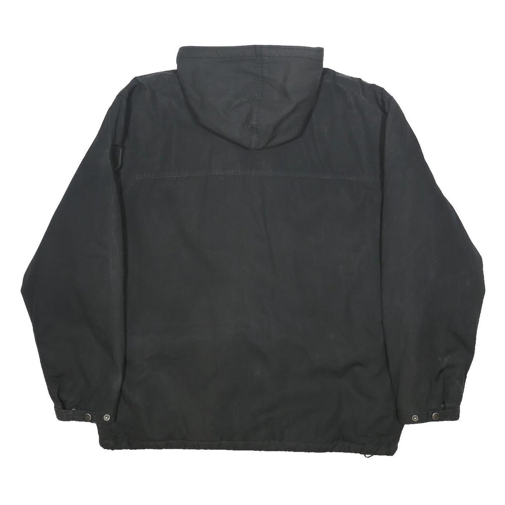 FJALLRAVEN Mens Black Hooded Cotton Blend Jacket 2XL Zip Outdoor Casual Weather