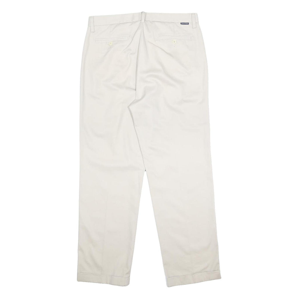 NAUTICA Mens Relaxed Cotton Blend White Trousers W33 L30 Casual Zip Closure