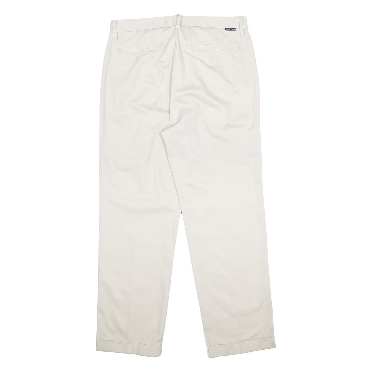 NAUTICA Mens Relaxed Cotton Blend White Trousers W33 L30 Casual Zip Closure