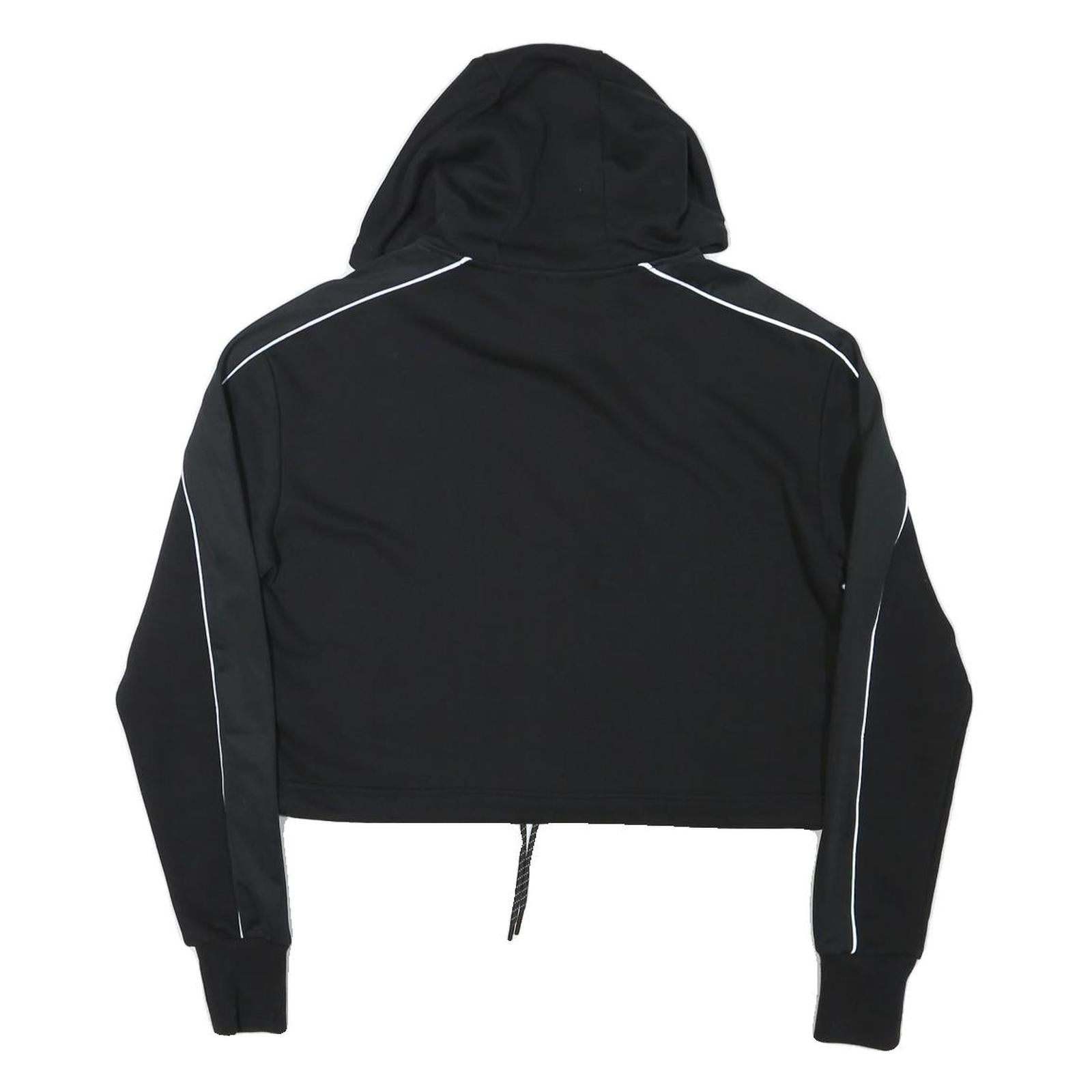 ELLESSE Womens Black Hoodie UK 8 Polyester Blend Crop Drawstring