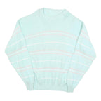 Womens Blue & Pink Patterned Jumbo Knit Crew Neck L Jumper Pullover