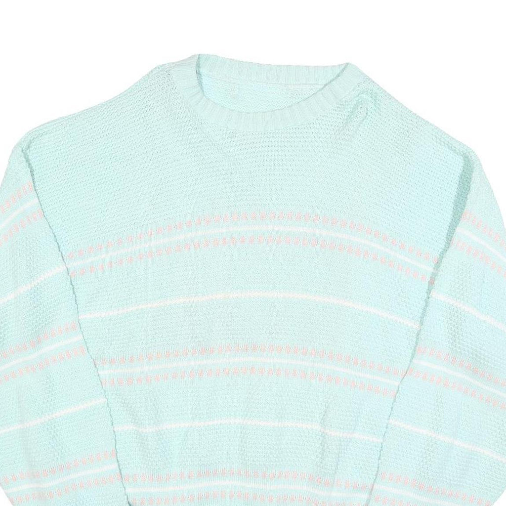Womens Blue & Pink Patterned Jumbo Knit Crew Neck L Jumper Pullover