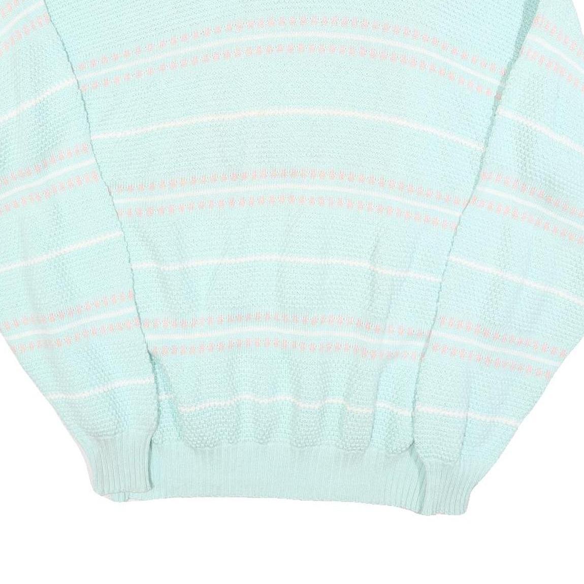Womens Blue & Pink Patterned Jumbo Knit Crew Neck L Jumper Pullover