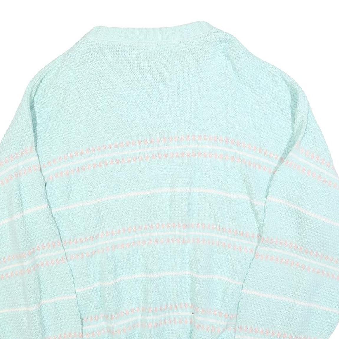 Womens Blue & Pink Patterned Jumbo Knit Crew Neck L Jumper Pullover