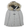 ZARA WOMAN Womens Grey Faux Fur Hooded Zip Jacket S Synthetic Winter