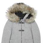ZARA WOMAN Womens Grey Faux Fur Hooded Zip Jacket S Synthetic Winter