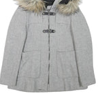 ZARA WOMAN Womens Grey Faux Fur Hooded Zip Jacket S Synthetic Winter