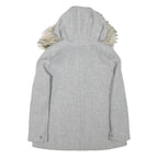 ZARA WOMAN Womens Grey Faux Fur Hooded Zip Jacket S Synthetic Winter