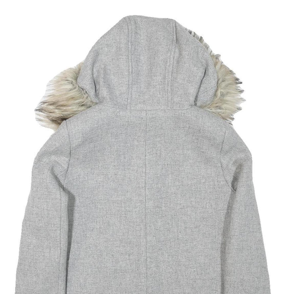 ZARA WOMAN Womens Grey Faux Fur Hooded Zip Jacket S Synthetic Winter