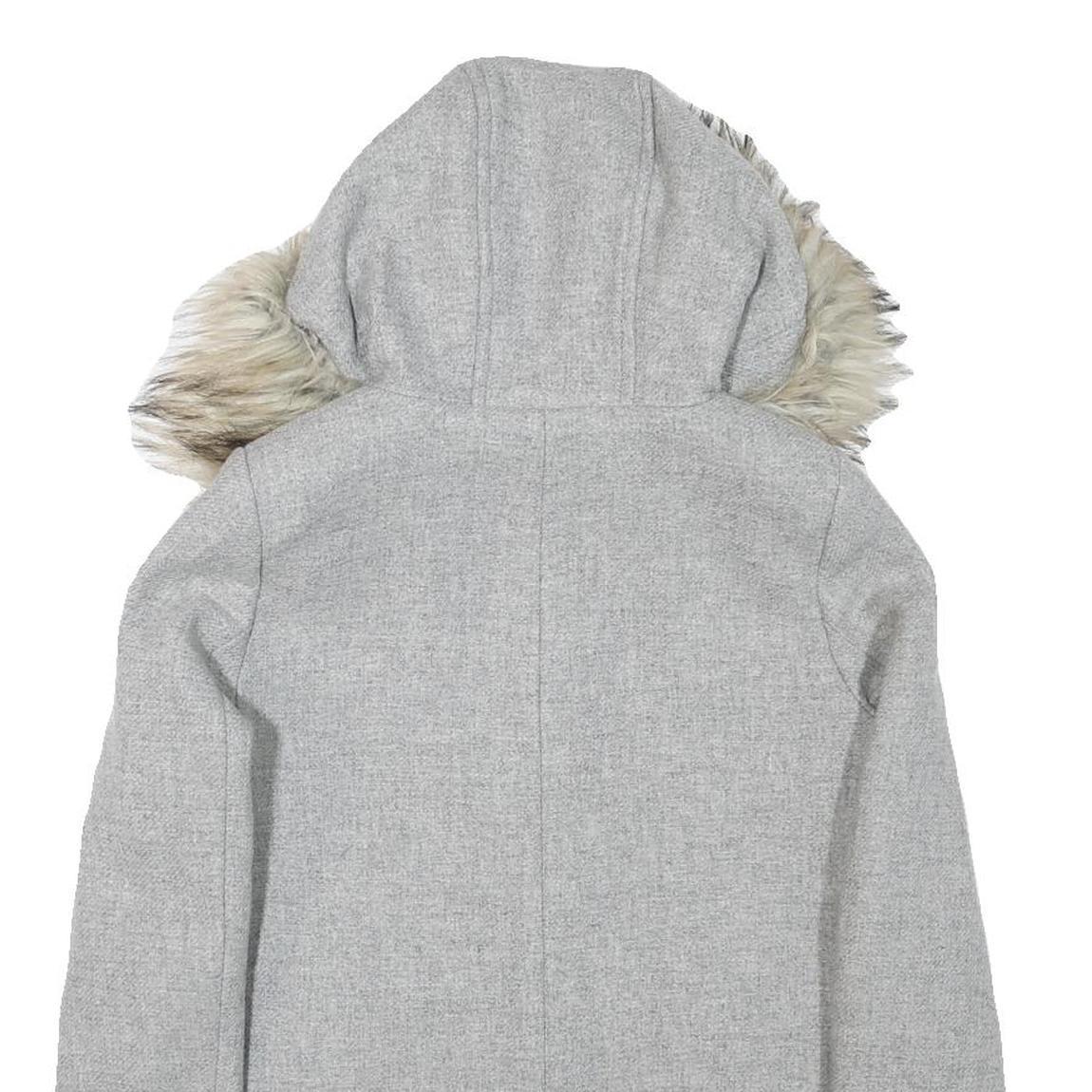 ZARA WOMAN Womens Grey Faux Fur Hooded Zip Jacket S Synthetic Winter