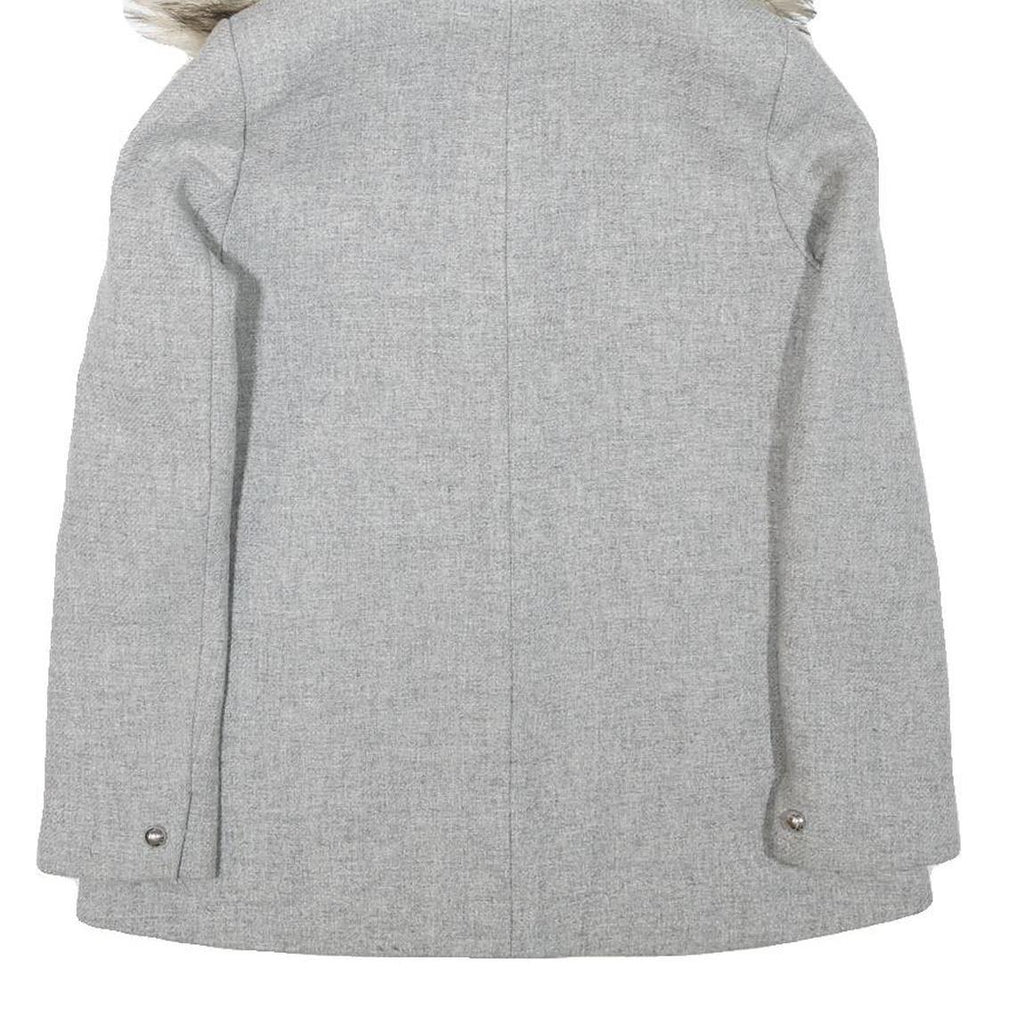 ZARA WOMAN Womens Grey Faux Fur Hooded Zip Jacket S Synthetic Winter