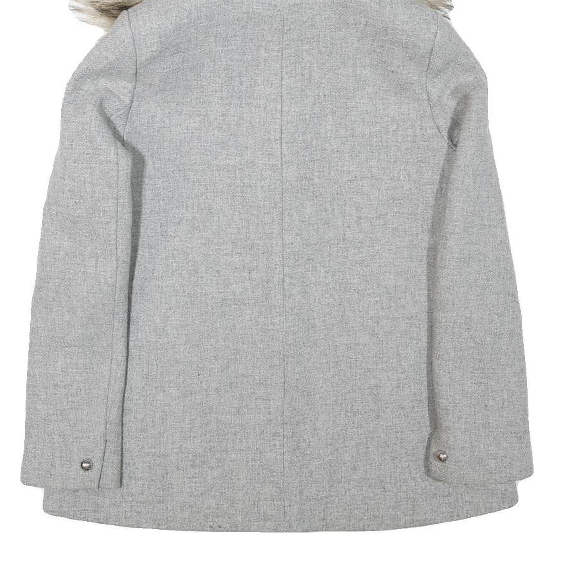 ZARA WOMAN Womens Grey Faux Fur Hooded Zip Jacket S Synthetic Winter