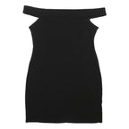 Womens Black Plain Woven Mini Off The Shoulder Dress Size M Elegant Night Out