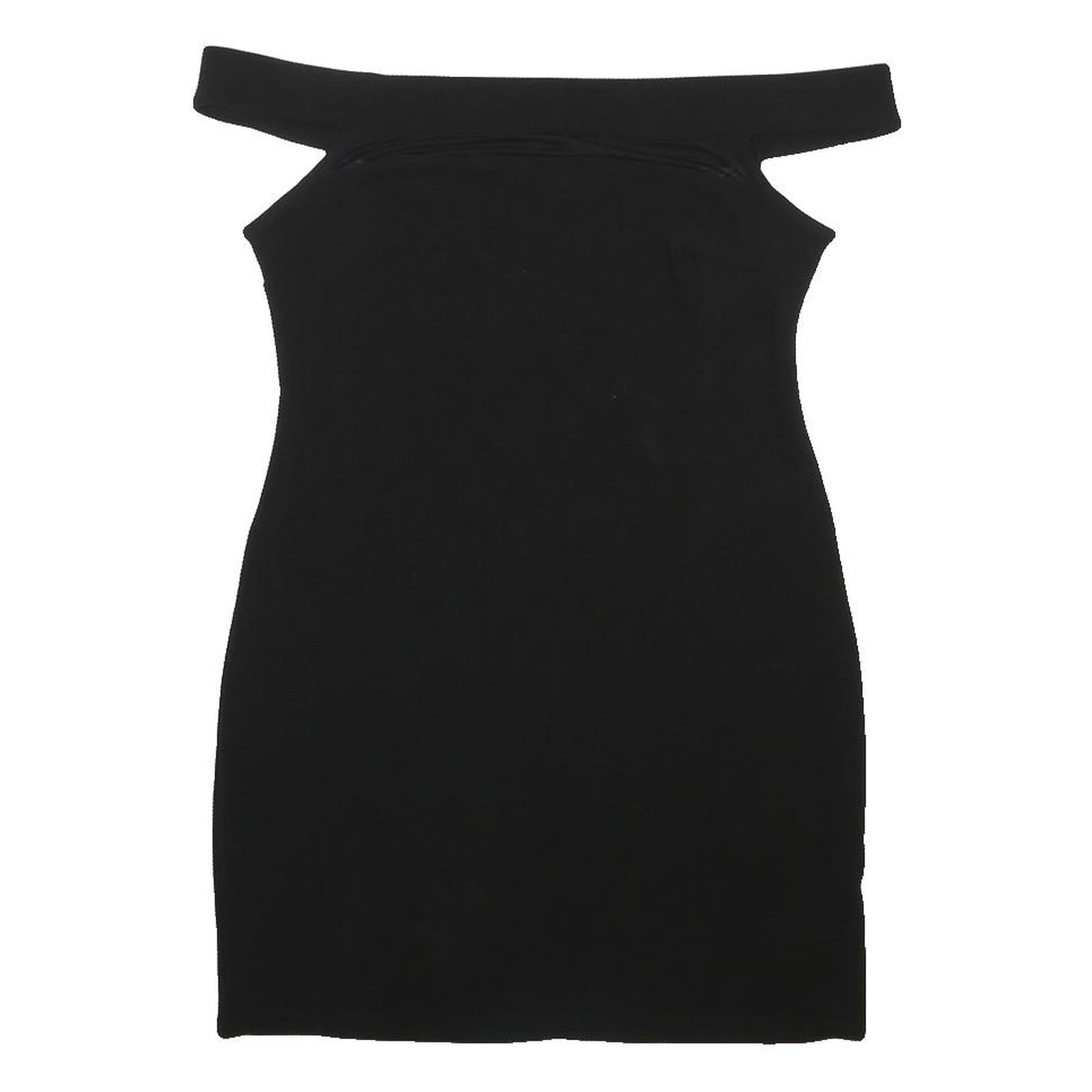 Womens Black Plain Woven Mini Off The Shoulder Dress Size M Elegant Night Out