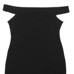Womens Black Plain Woven Mini Off The Shoulder Dress Size M Elegant Night Out