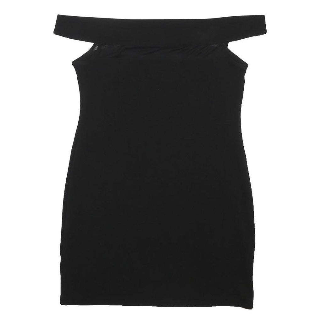 Womens Black Plain Woven Mini Off The Shoulder Dress Size M Elegant Night Out