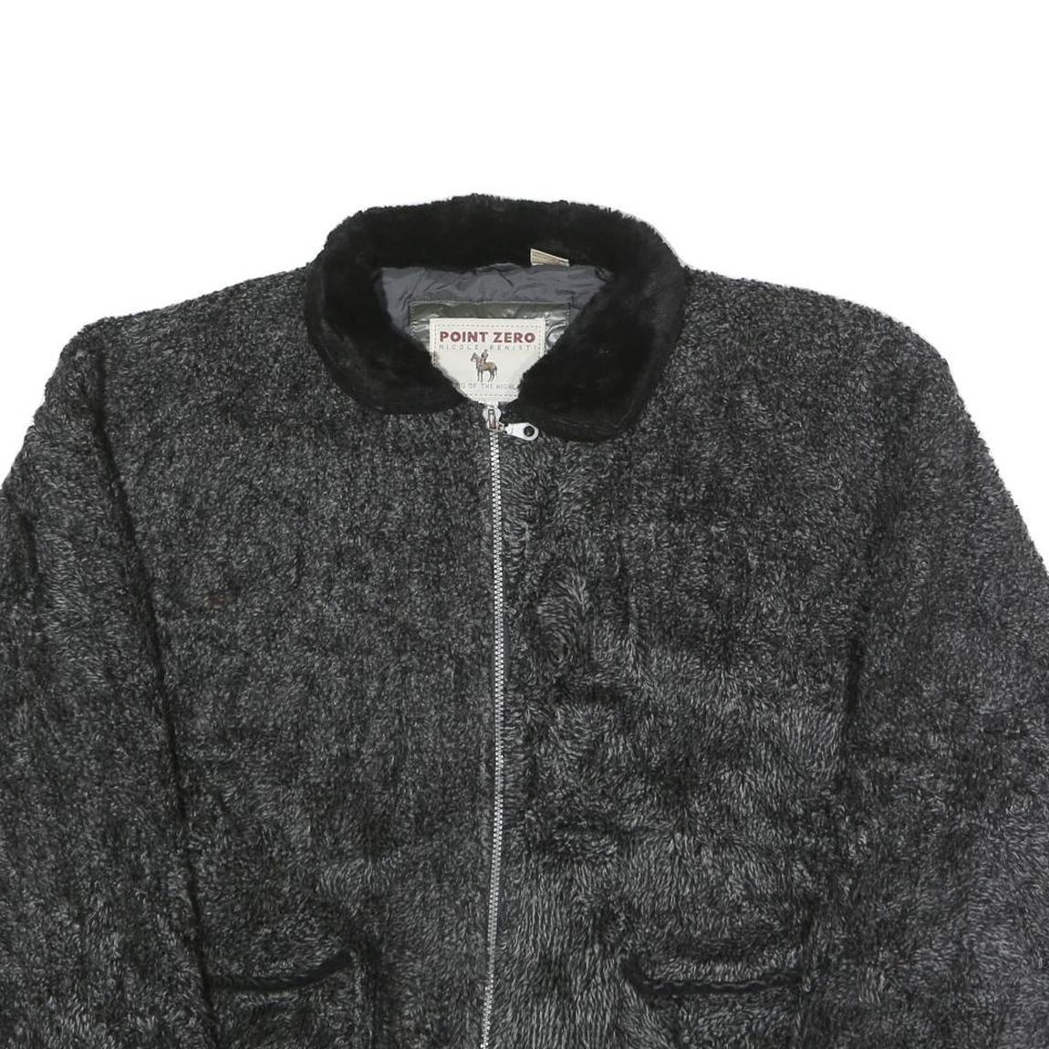 POINT ZERO Womens Black Acrylic Zip Jacket L Fleece Cozy Warm Casual Outerwear