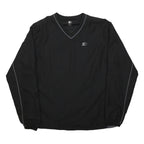 STARTER Mens Black Polyester V Neck Track Jacket S Plain Stylish Lightweight