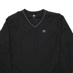 STARTER Mens Black Polyester V Neck Track Jacket S Plain Stylish Lightweight