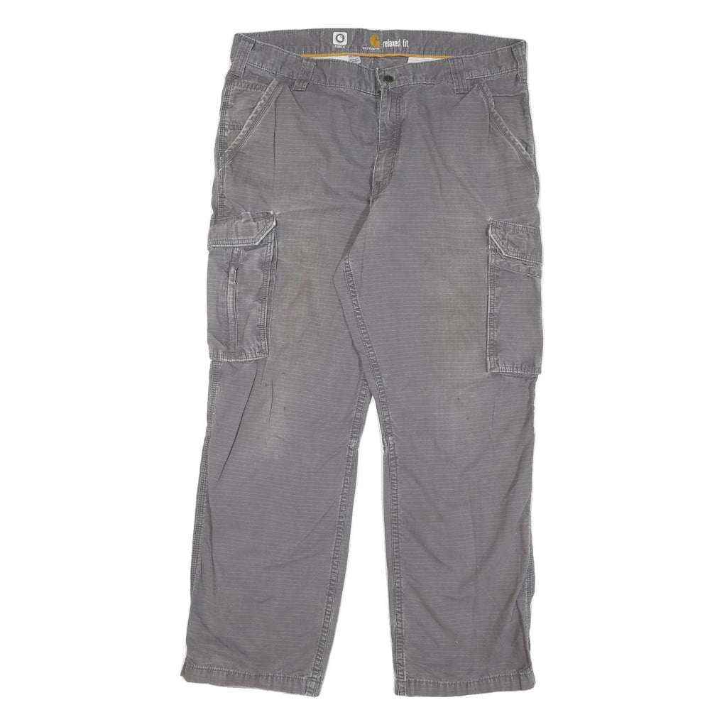 CARHARTT Mens Regular Grey Cotton Blend Cargo Trousers W38 L29 Workwear Relaxed