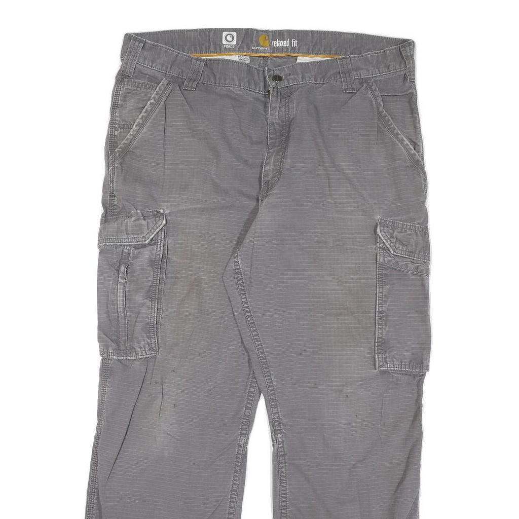 CARHARTT Mens Regular Grey Cotton Blend Cargo Trousers W38 L29 Workwear Relaxed
