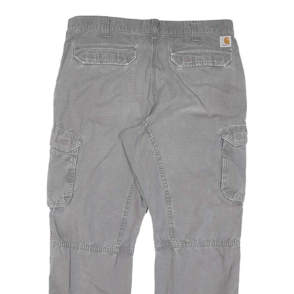 CARHARTT Mens Regular Grey Cotton Blend Cargo Trousers W38 L29 Workwear Relaxed