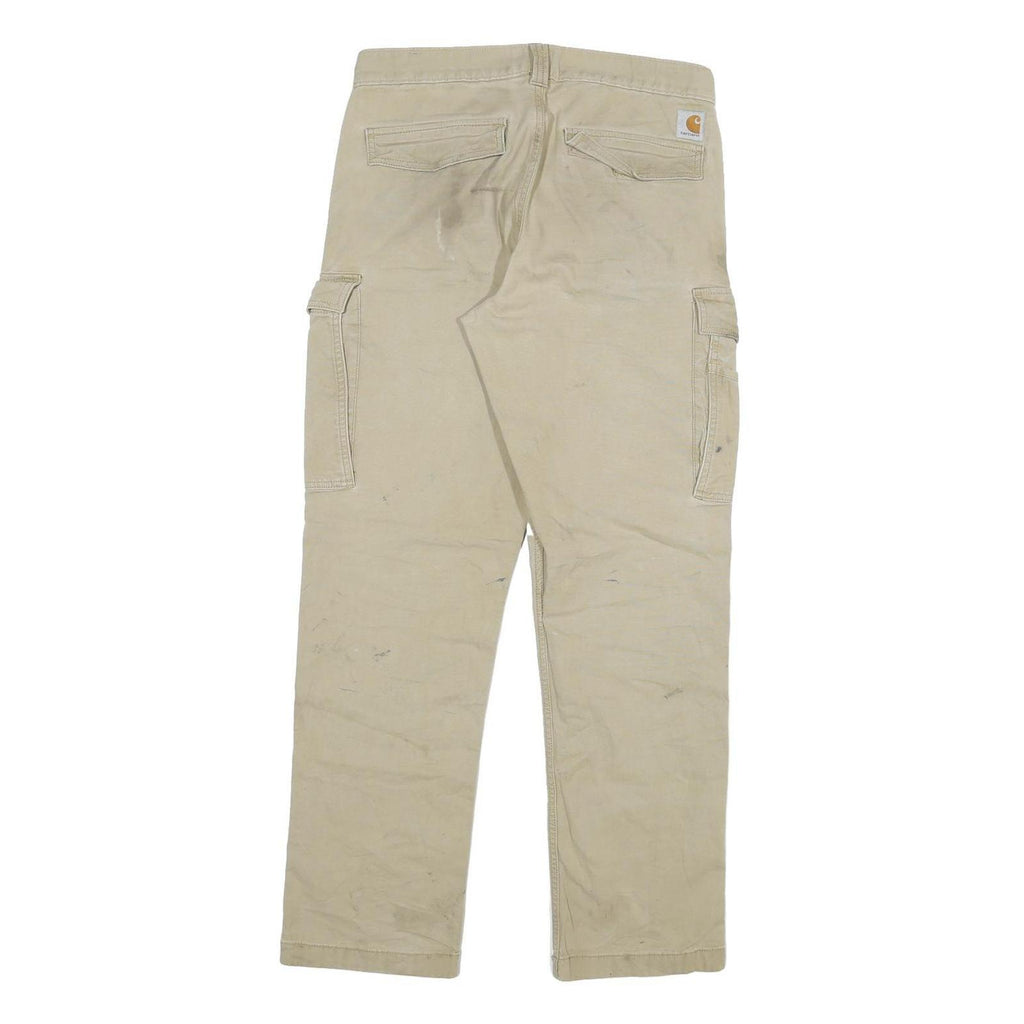 CARHARTT Mens Relaxed Fit Beige Cotton Blend Cargo Trousers W31 L32 Workwear