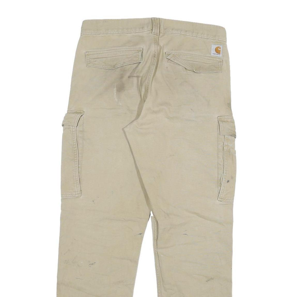 CARHARTT Mens Relaxed Fit Beige Cotton Blend Cargo Trousers W31 L32 Workwear
