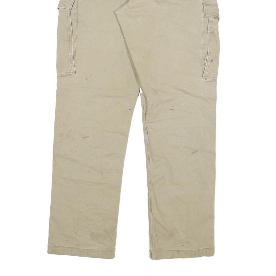 CARHARTT Mens Relaxed Fit Beige Cotton Blend Cargo Trousers W31 L32 Workwear