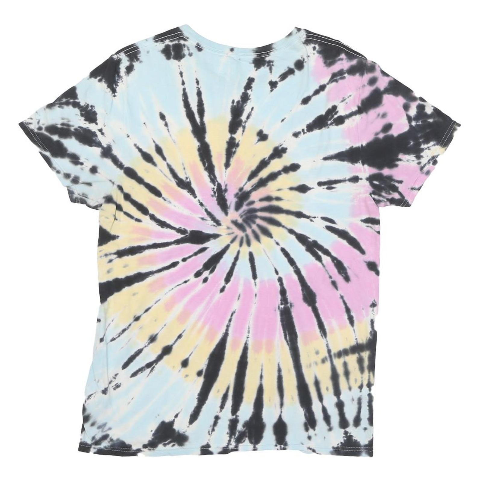 AC DC Mens Black & Multi Tie Dye Graphic T-Shirt M Short Sleeve Crew Neck