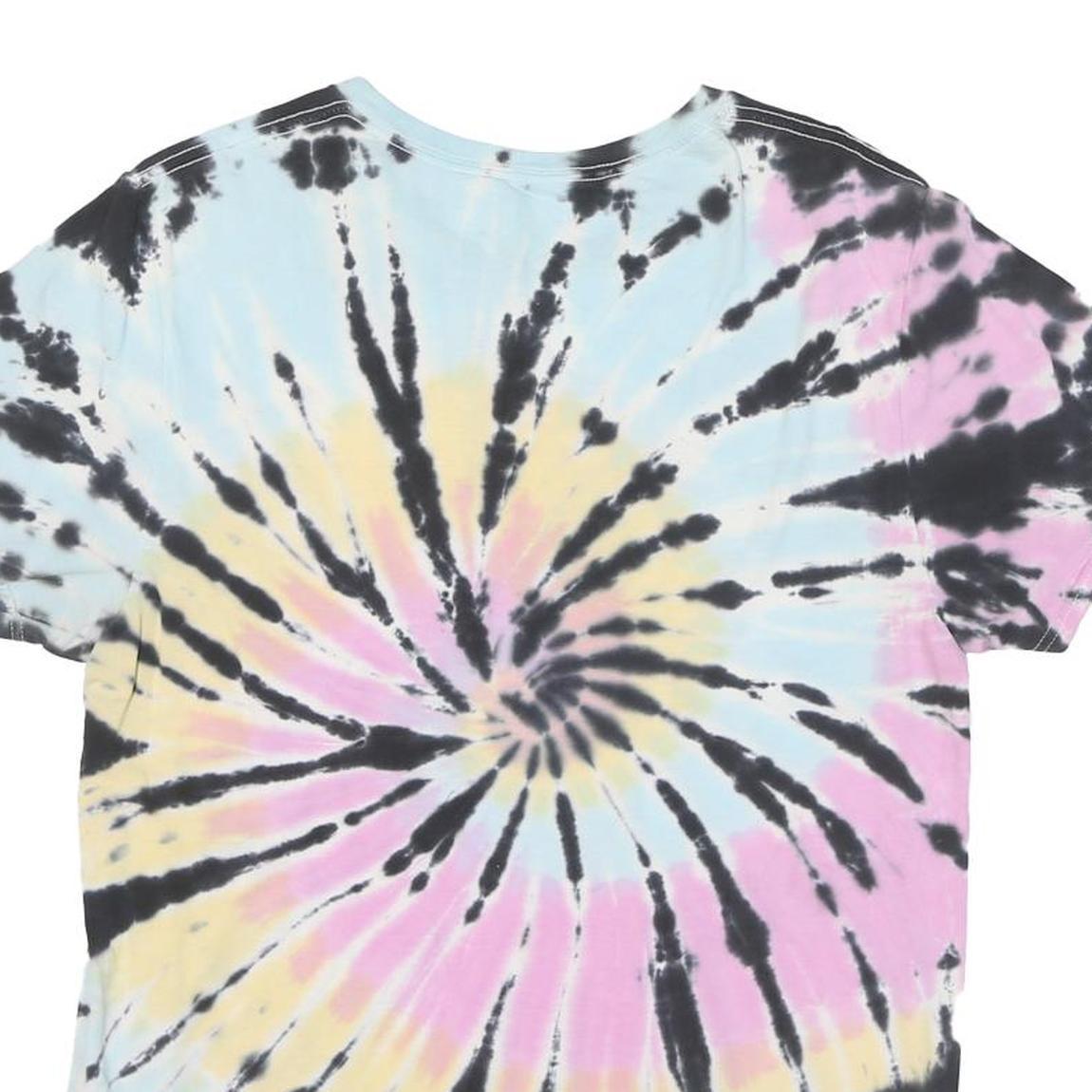 AC DC Mens Black & Multi Tie Dye Graphic T-Shirt M Short Sleeve Crew Neck