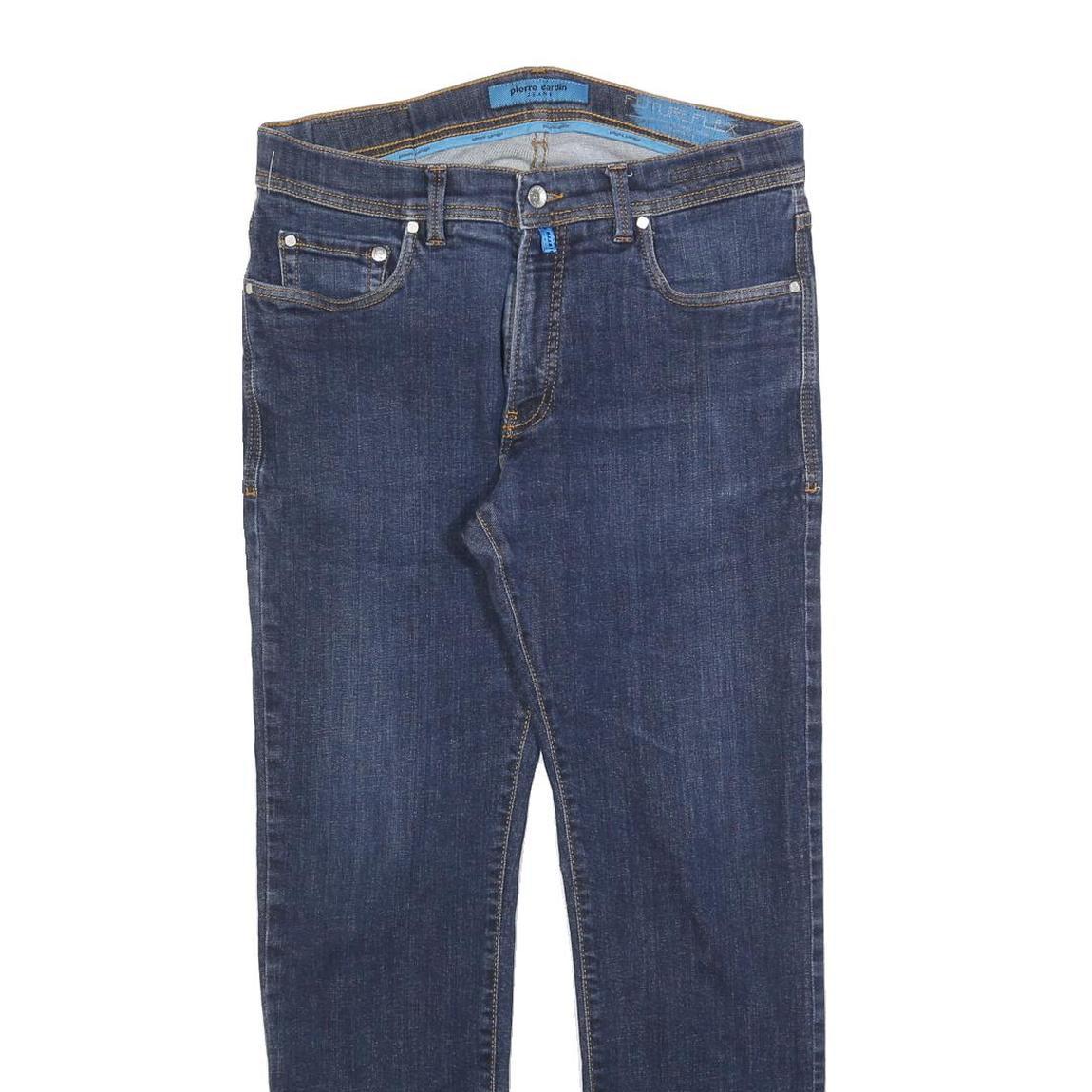 PIERRE CARDIN Mens Jeans Blue Slim Straight Denim Medium W34 L30 Stylish Zip