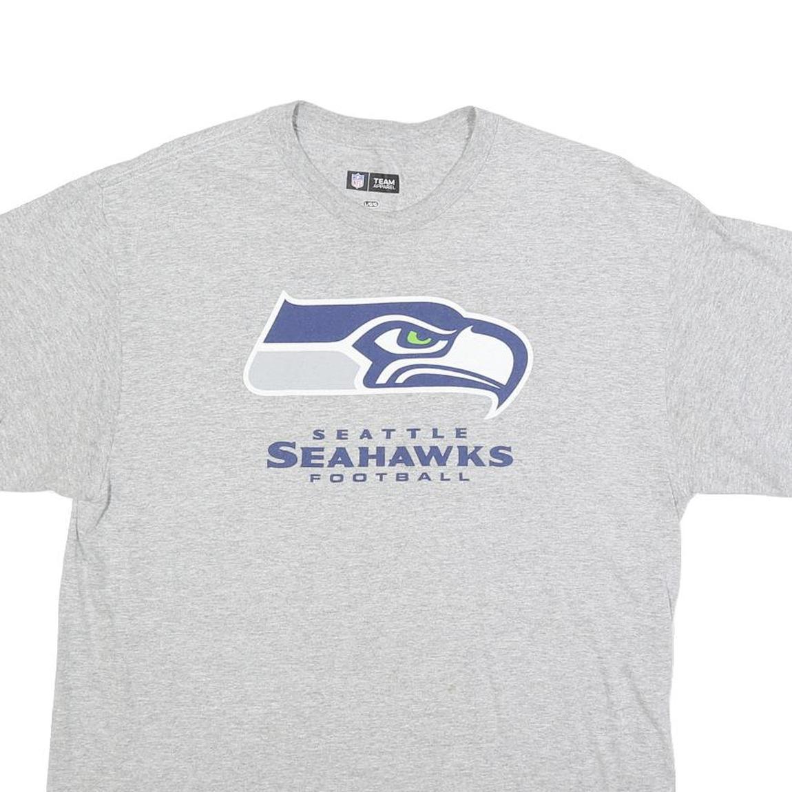 NFL Mens Grey Seattle Seahawks Graphic T-Shirt L Short Sleeve Crew Neck