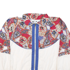 JENNIFER MOORE Mens White & Red Pattern Zip Nylon Jacket M Plain Casual Retro