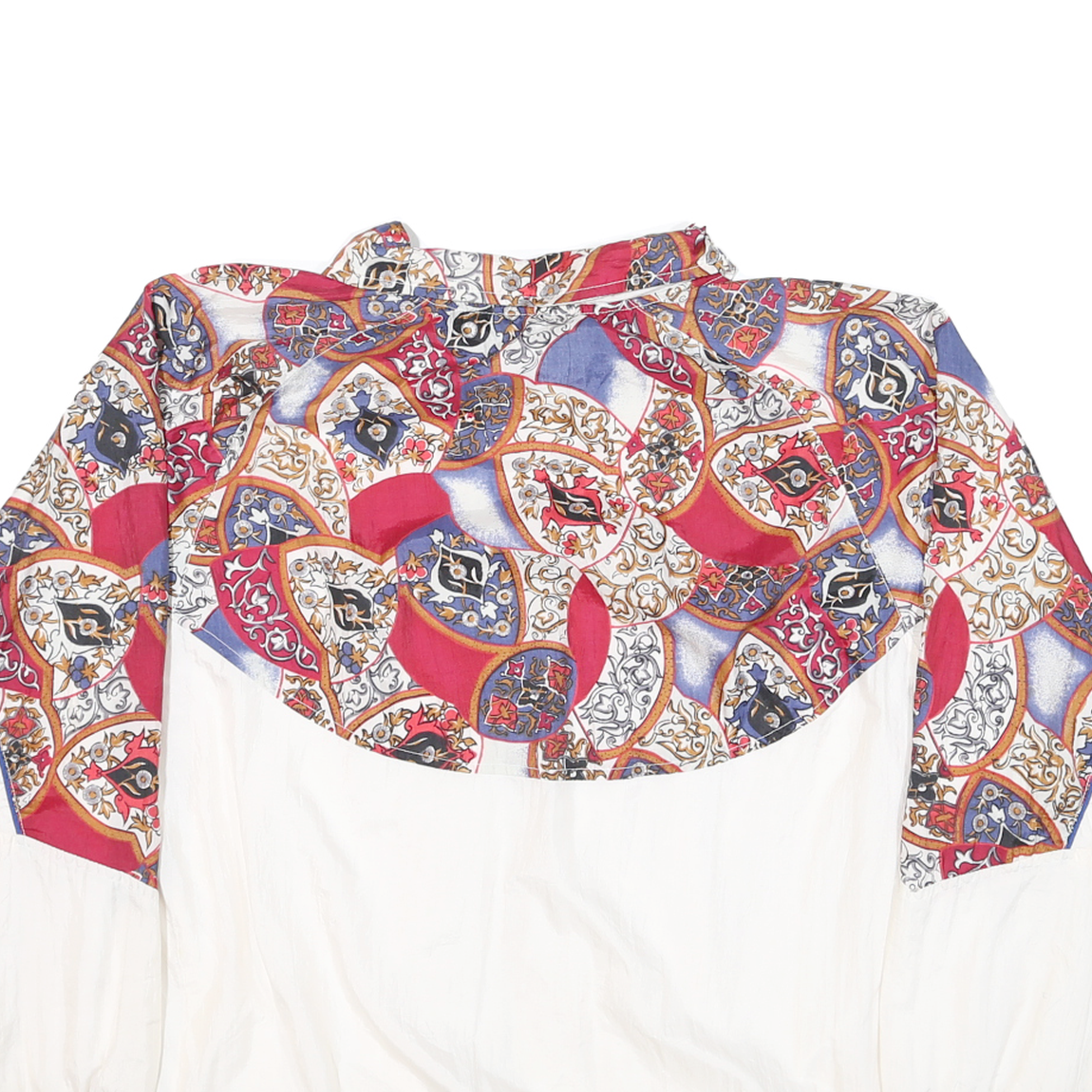 JENNIFER MOORE Mens White & Red Pattern Zip Nylon Jacket M Plain Casual Retro