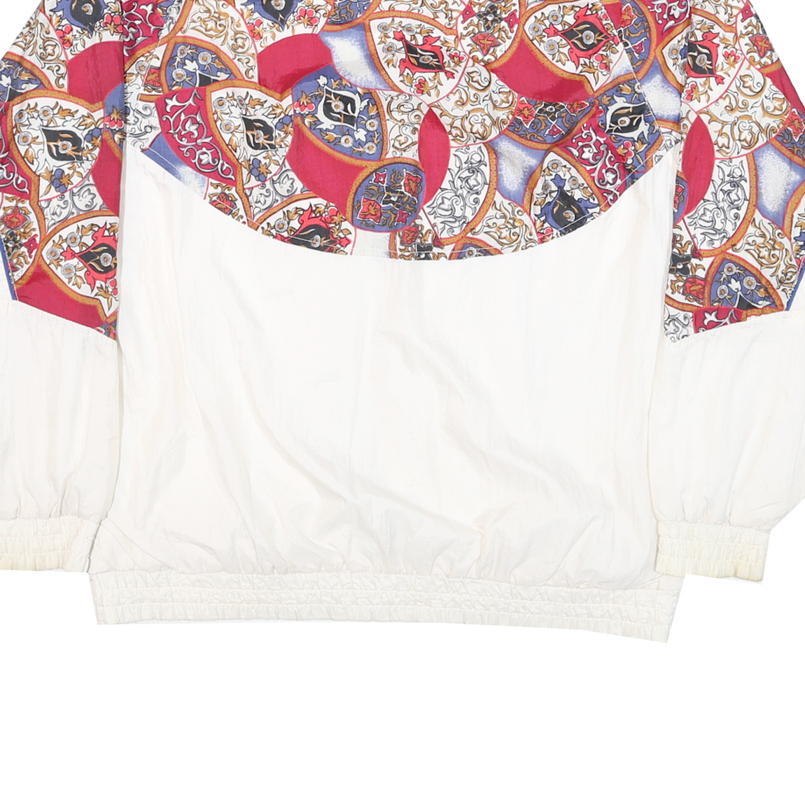 JENNIFER MOORE Mens White & Red Pattern Zip Nylon Jacket M Plain Casual Retro