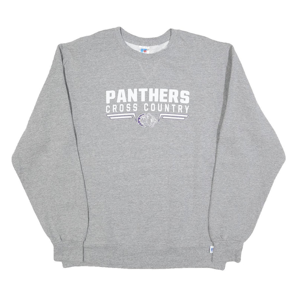 RUSSELL ATHLETIC Mens Grey Panthers Cross Country Crew Neck L Cotton Blend