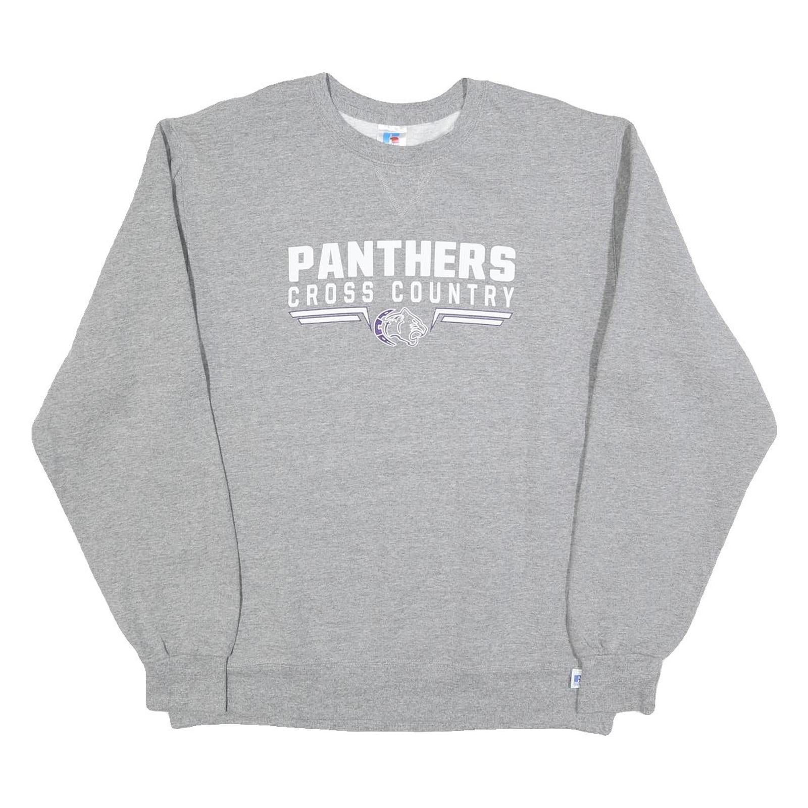 RUSSELL ATHLETIC Mens Grey Panthers Cross Country Crew Neck L Cotton Blend