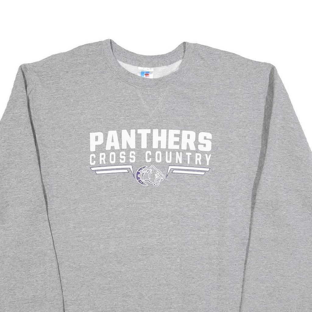 RUSSELL ATHLETIC Mens Grey Panthers Cross Country Crew Neck L Cotton Blend