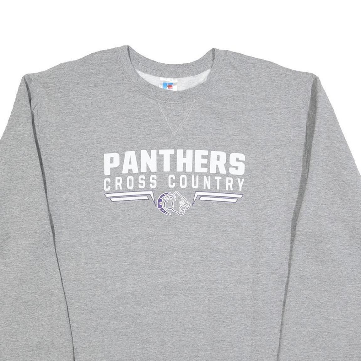 RUSSELL ATHLETIC Mens Grey Panthers Cross Country Crew Neck L Cotton Blend