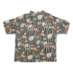 CONSENSUS Mens Black Green & Orange Floral Cotton Blend Shirt XL Summer Casual