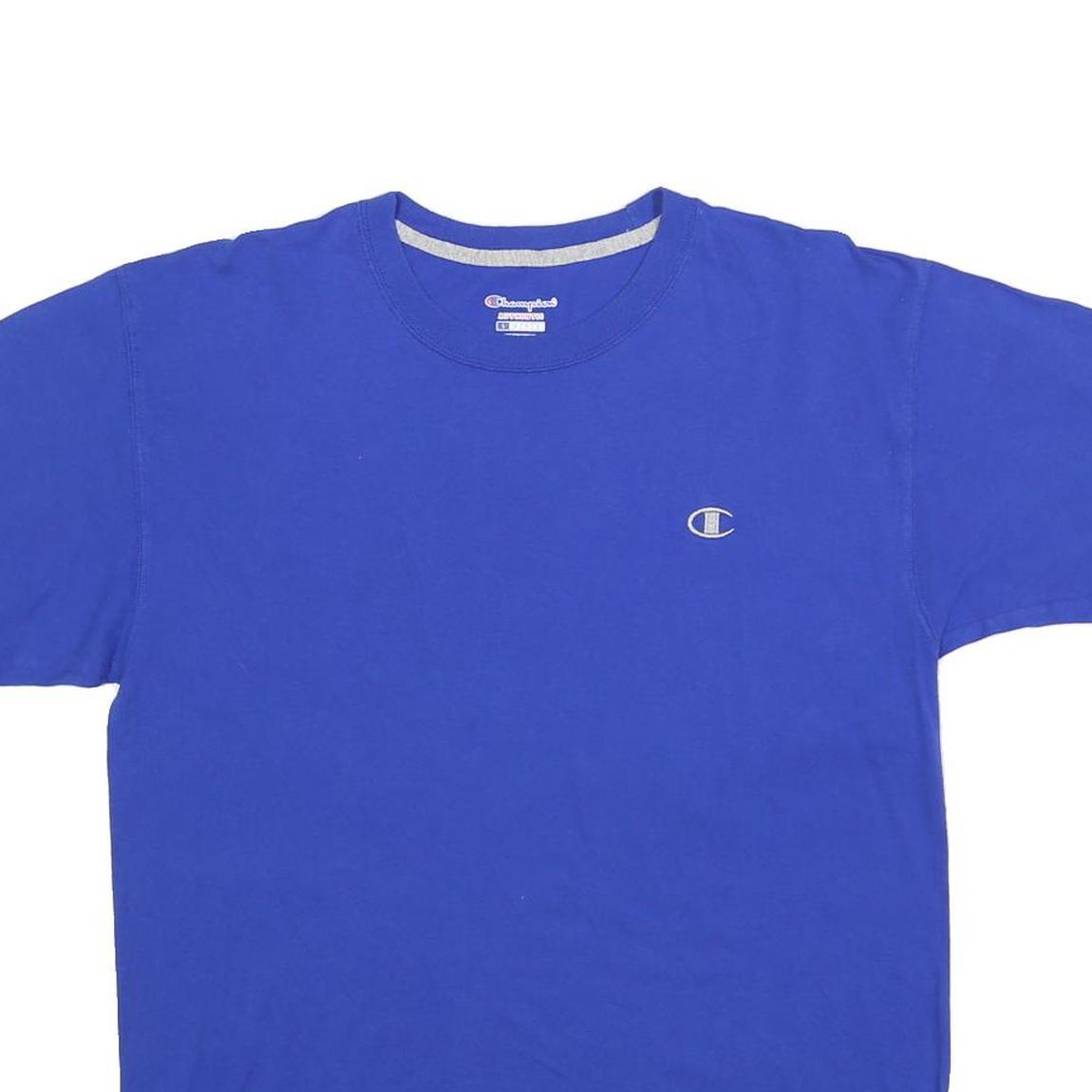 CHAMPION Mens Blue Graphic T-Shirt L Short Sleeve Crew Neck Casual Cotton