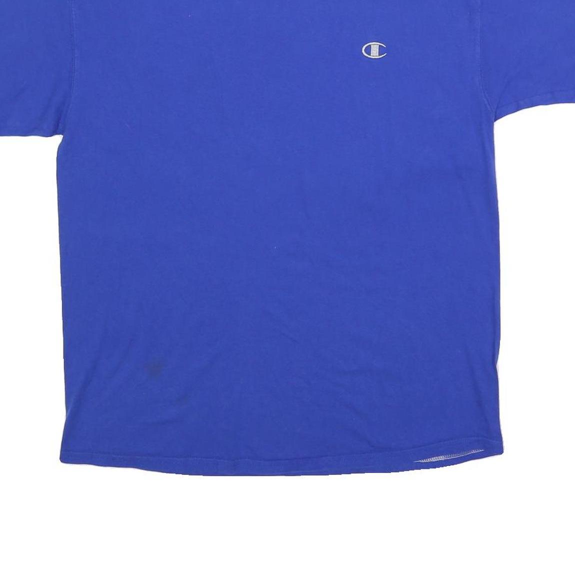 CHAMPION Mens Blue Graphic T-Shirt L Short Sleeve Crew Neck Casual Cotton